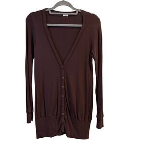 Splendid Size Large Brown Long Length Button Front Cardigan Sweater